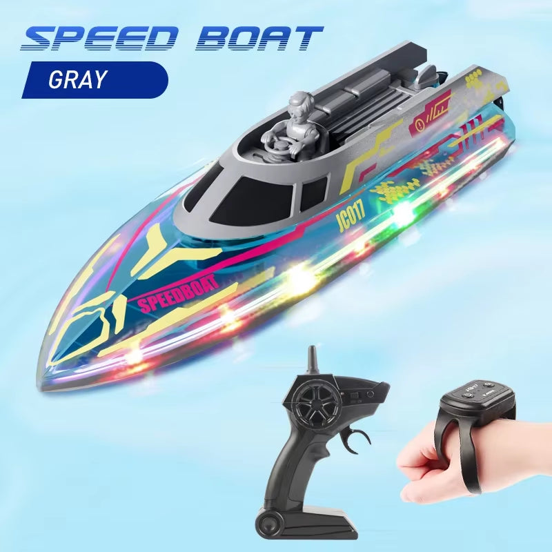 2.4G Remote Control Boat Children Toy Electric Stunt Speedboat with Lights High Speed RC Race Boat Yacht Electric Ship Water Toy