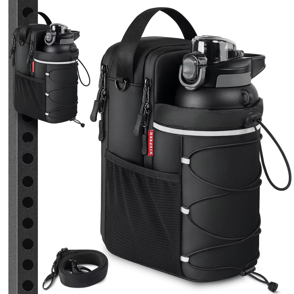 Magnetic Gym Bag for Men and Women, Magnetic Sling Pocket Bottle Holder with 4 Strong Magnets Portable Gym Bags for 64 Oz Mug