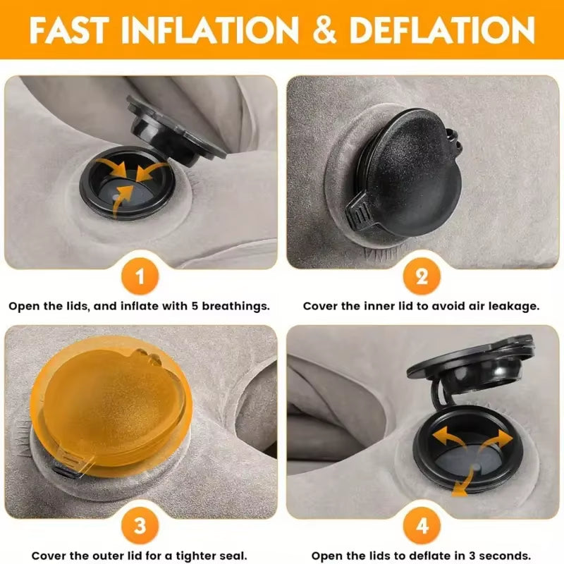 1Pc Compact Inflatable Neck Pillow, with Ergonomic Head Support and a Quick - Inflating Valve, Ideal for Flights, Car Rides