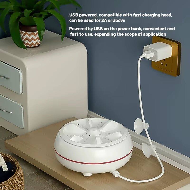 Mini Washing Machine USB Rotating Turbine Portable Washing Machine for Socks Underwear Wash Dishes for Travel Home Business Trip