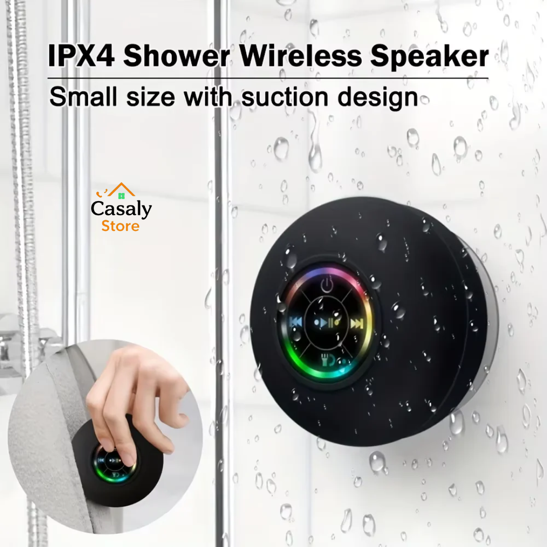 Waterproof Wireless LED Bluetooth Bathroom Speaker – Mini Portable Stereo with Large Suction Cup
