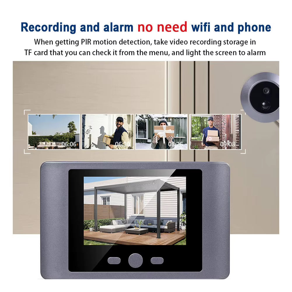 Mini Peephole Smart Wireless Door Viewer Camera PIR Motion Detection Smart Peephole Video Doorbell 2.8 Inch Digital Door Viewer