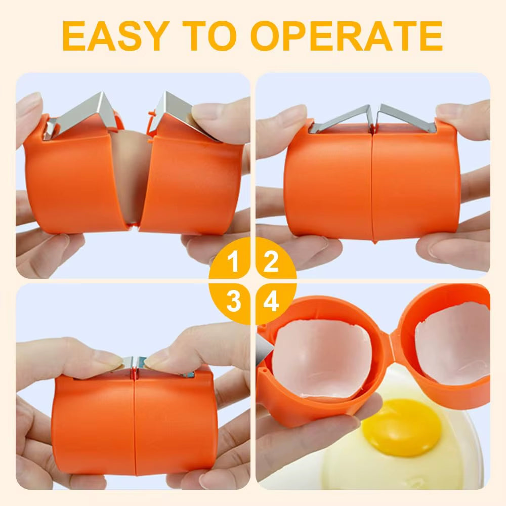 1/2Pcs Egg Shell Cutter Separator Portable Egg Opener Kitchen Gadget Egg Cracker with Egg White Separator for Baking and Cooking