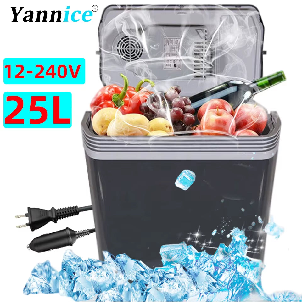 Yannice CAR Refrigerator Mini Portable Fridge 25L High-Capacity 12V 220 Vrefrigerator Machine Car Use Household Use Camping Use