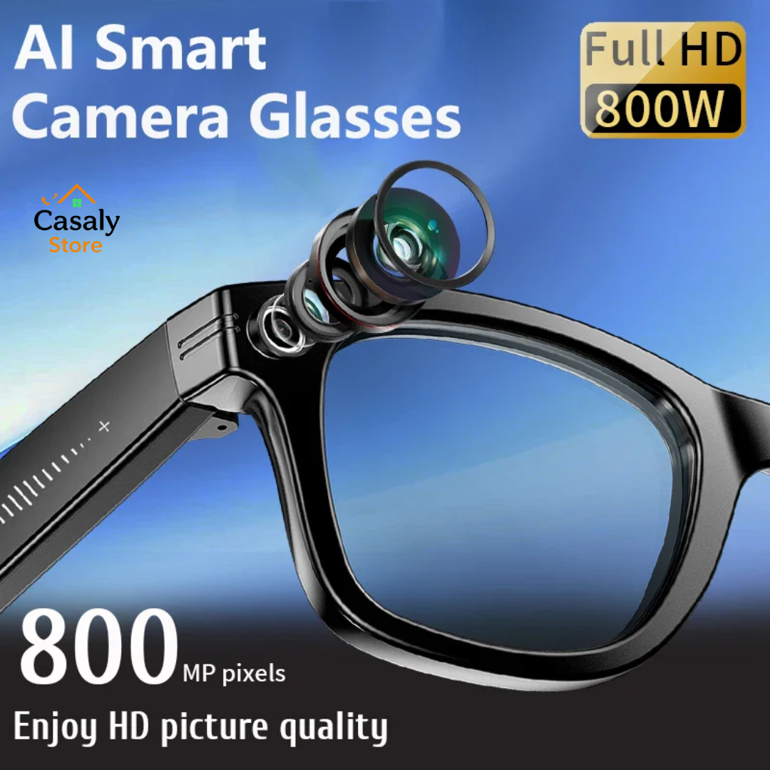 AI Smart Glasses with 800W HD Video Sport Sunglasses Bluetooth Call Voice Assistant Music Player
