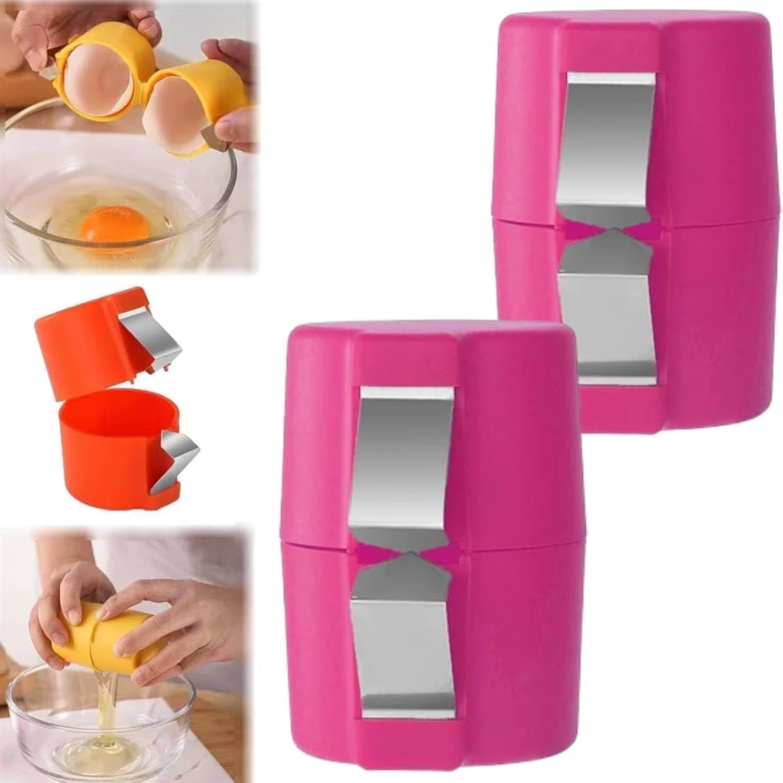 1/2Pcs Egg Shell Cutter Separator Portable Egg Opener Kitchen Gadget Egg Cracker with Egg White Separator for Baking and Cooking