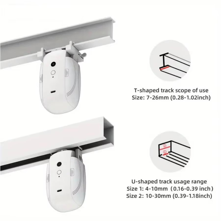 Smart Electric Curtain Robot Remote Control for Roman I Type U Type Curtains Track Work，Abs Material, Easy Installation