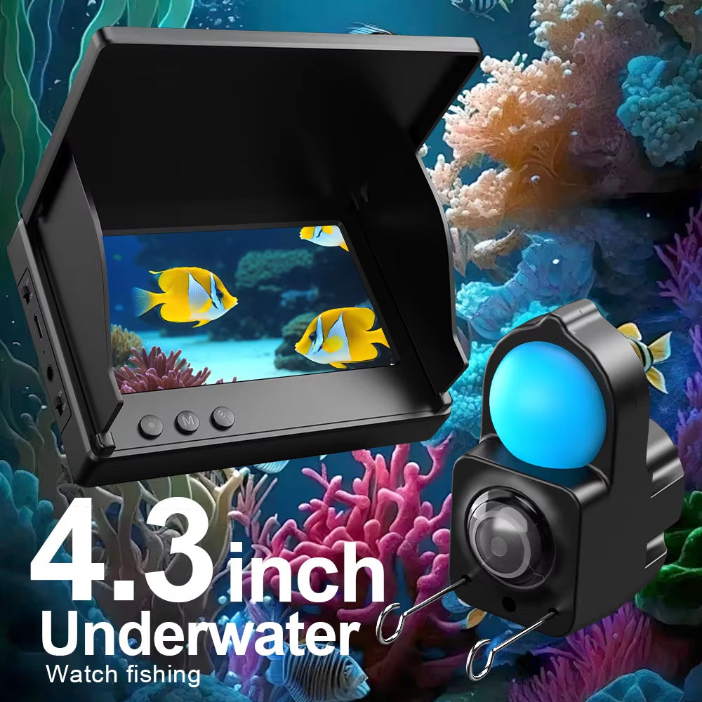 Portable Fish Depth Finder Water Handheld 1080P 4.3 Inch LCD Fish Finder Underwater 120° Fishing Camera with Night Vision