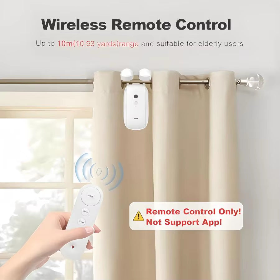 Smart Electric Curtain Robot Remote Control for Roman I Type U Type Curtains Track Work，Abs Material, Easy Installation
