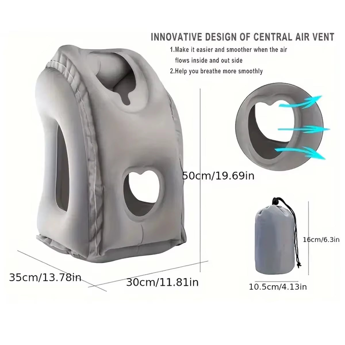 1Pc Compact Inflatable Neck Pillow, with Ergonomic Head Support and a Quick - Inflating Valve, Ideal for Flights, Car Rides