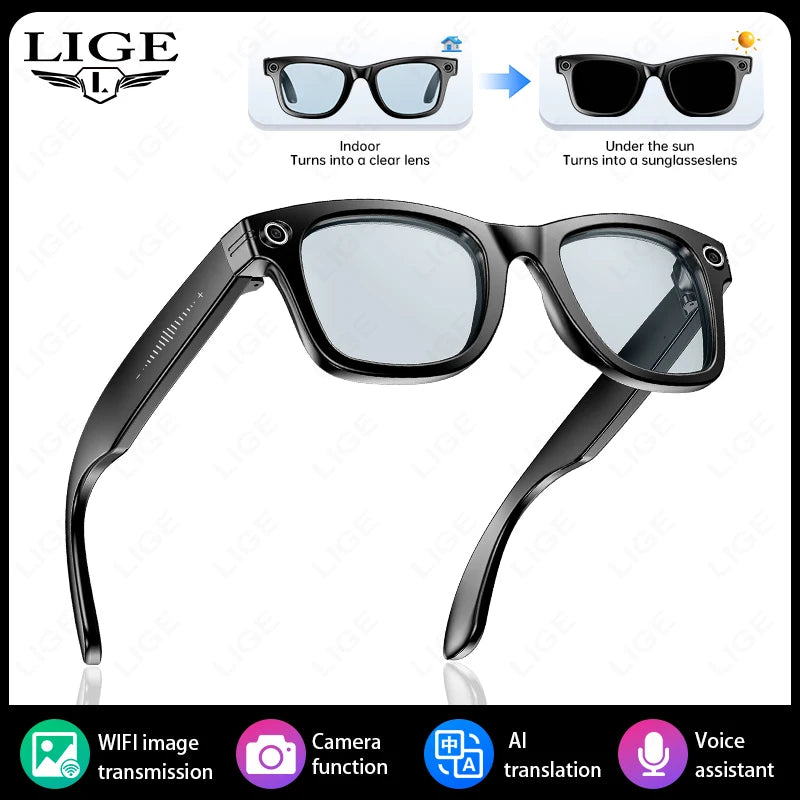 AI Smart Glasses with 800W HD Video Sport Sunglasses Bluetooth Call Voice Assistant Music Player Smart Glasse for Men Women