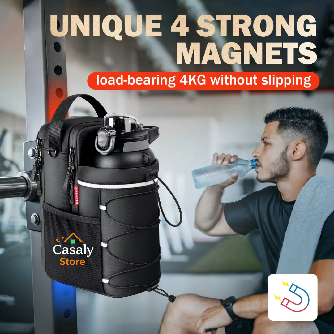 Magnoji® All-in-one strong magnetic gym bag with 4 Strong Magnets Portable Gym Bags for 64 Oz Mug