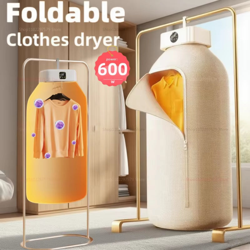 Mini Portable Dryer Foldable Electric Dryer Apartment Portable Dryer Travel RVS with Dryer Bag and Time Set Travel Style