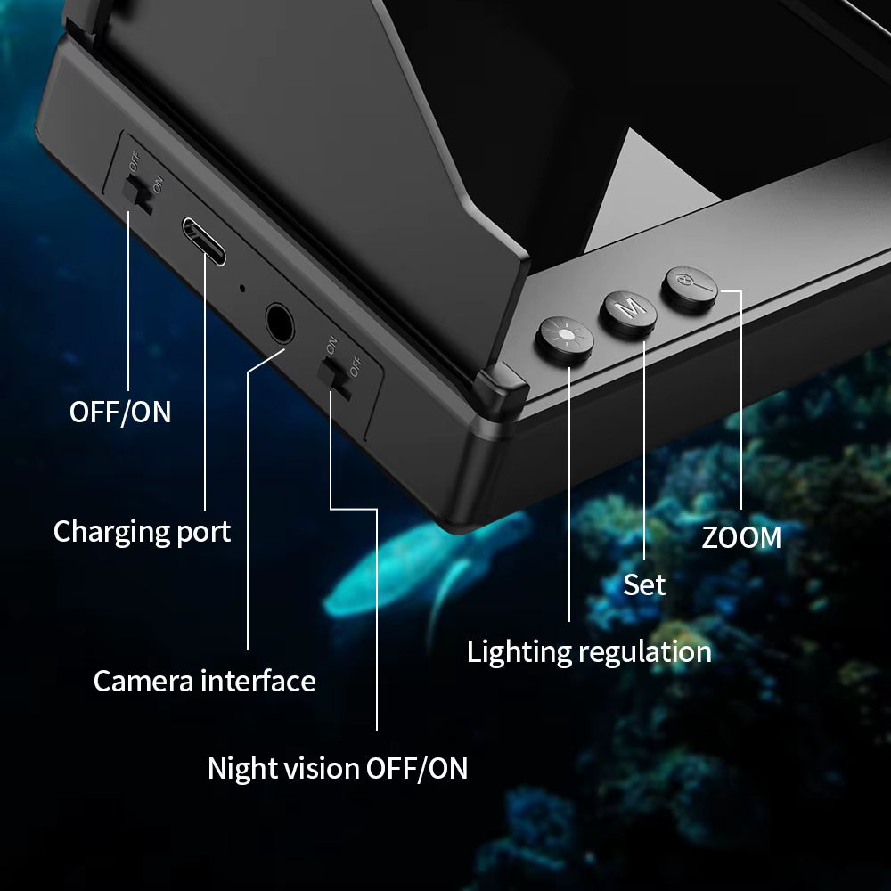 Portable Fish Depth Finder Water Handheld 1080P 4.3 Inch LCD Fish Finder Underwater 120° Fishing Camera with Night Vision