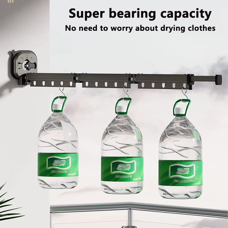 Suction Cup Retractable Cloth Drying Rack Household Wall Mount Laundry Drying Rack for Drying Towel Clothes Space Saving