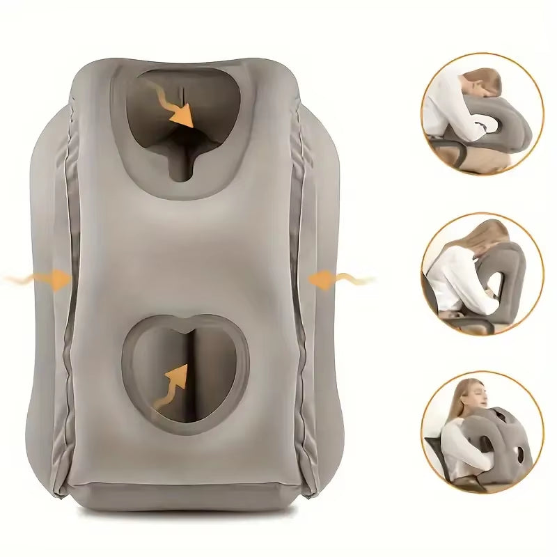 1Pc Compact Inflatable Neck Pillow, with Ergonomic Head Support and a Quick - Inflating Valve, Ideal for Flights, Car Rides
