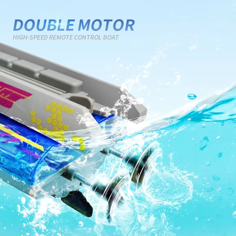 2.4G Remote Control Boat Children Toy Electric Stunt Speedboat with Lights High Speed RC Race Boat Yacht Electric Ship Water Toy