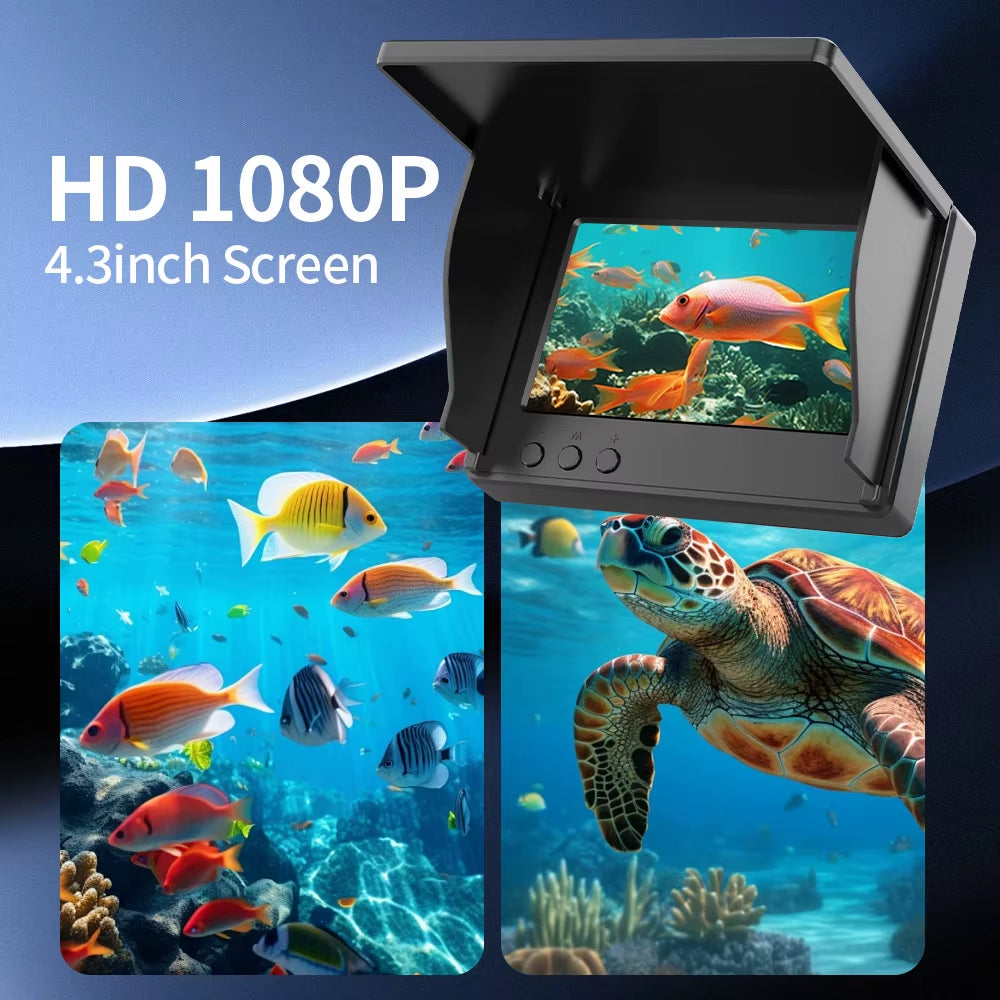 Portable Fish Depth Finder Water Handheld 1080P 4.3 Inch LCD Fish Finder Underwater 120° Fishing Camera with Night Vision