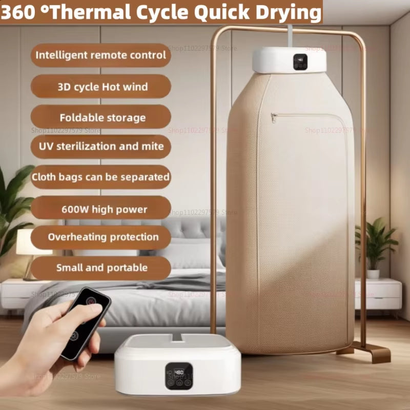 Mini Portable Dryer Foldable Electric Dryer Apartment Portable Dryer Travel RVS with Dryer Bag and Time Set Travel Style