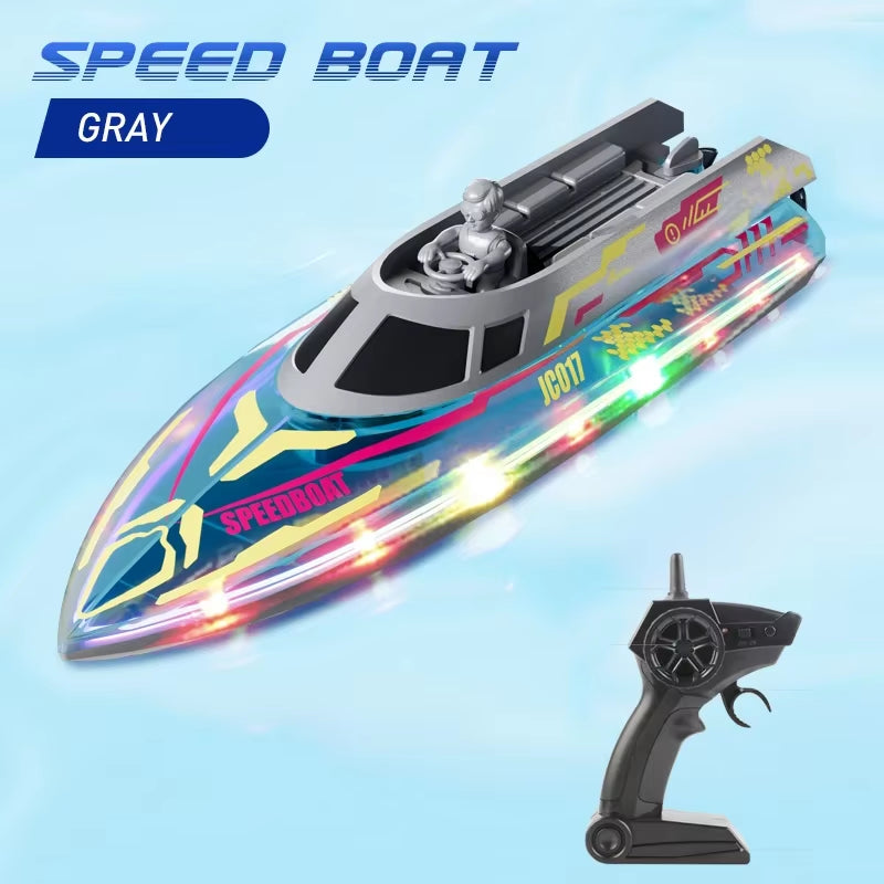 2.4G Remote Control Boat Children Toy Electric Stunt Speedboat with Lights High Speed RC Race Boat Yacht Electric Ship Water Toy