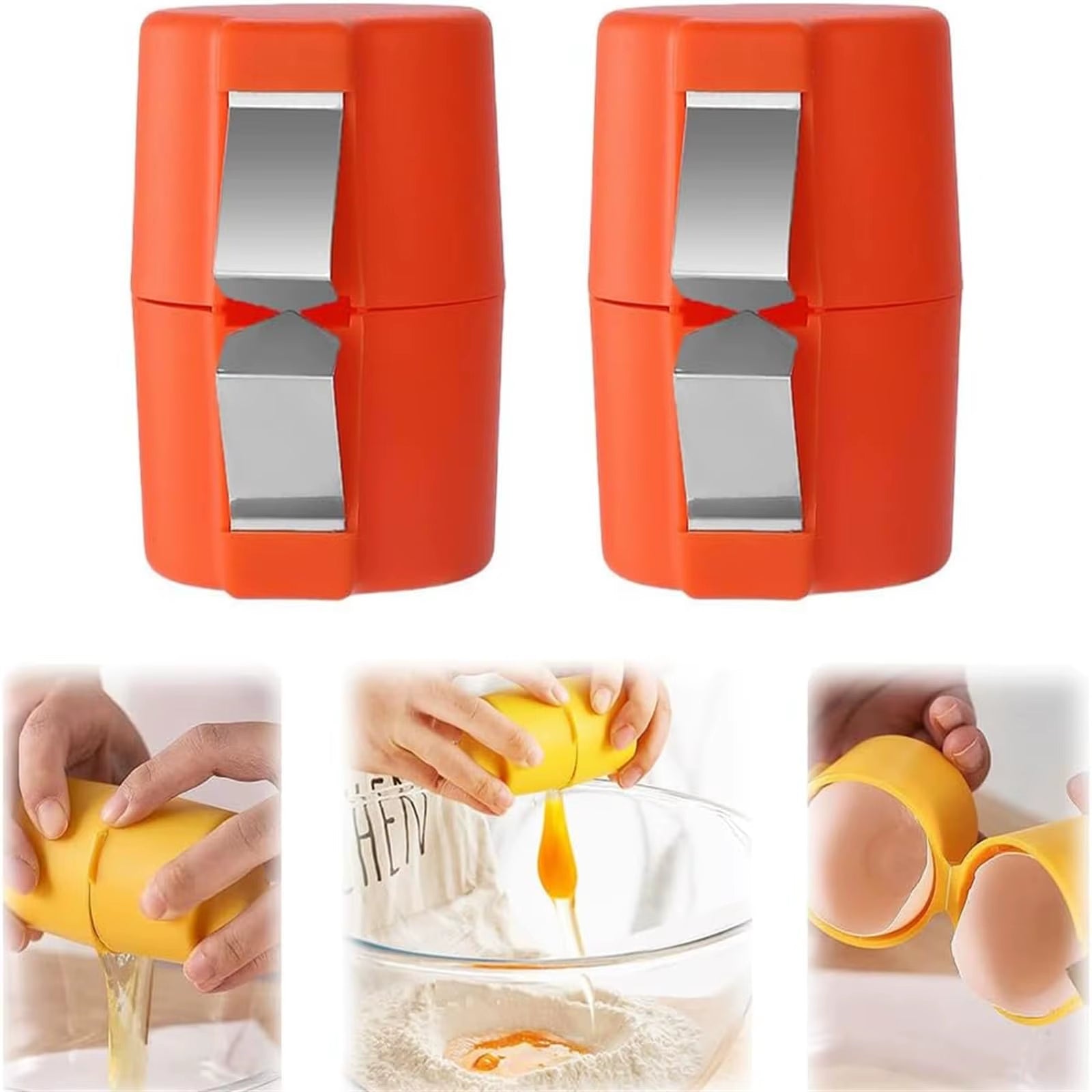 1/2Pcs Egg Shell Cutter Separator Portable Egg Opener Kitchen Gadget Egg Cracker with Egg White Separator for Baking and Cooking