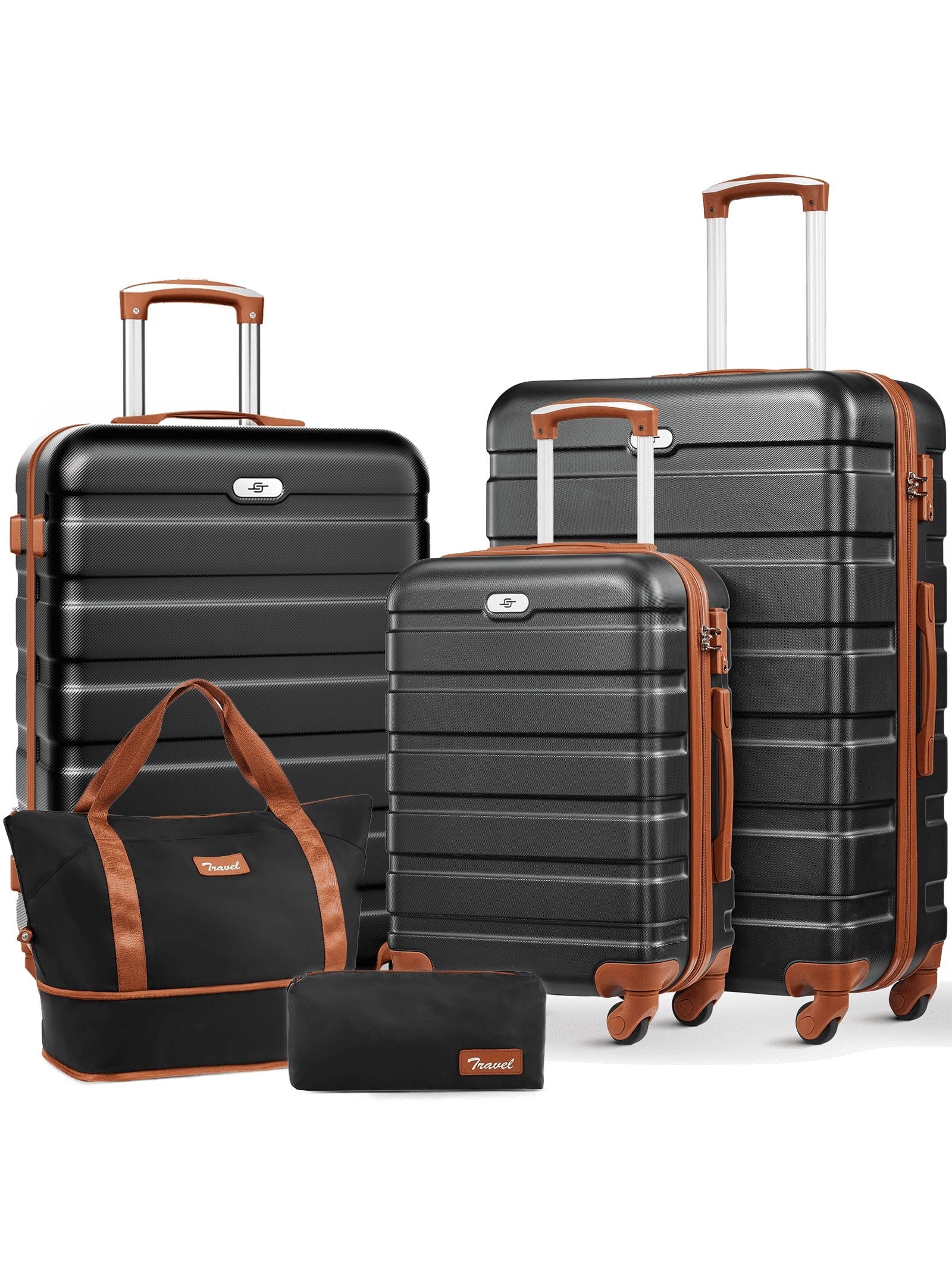 5-Piece Expandable Luggage Set: ABS Hardside Suitcases with TSA Lock & Spinner Wheels for Travel