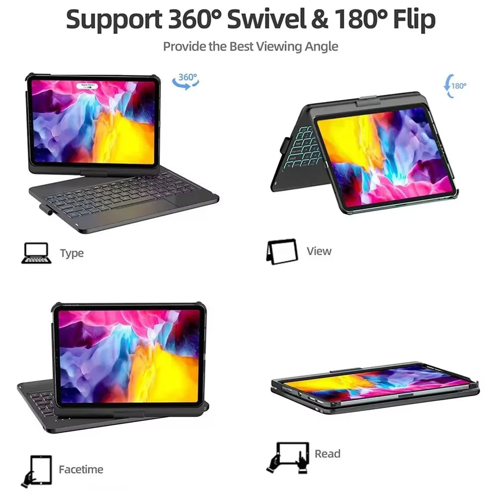 Magic Keyboard Style: 360° Rotating Backlit Keyboard Cover for iPad Pro M2 & iPad Air