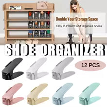 12Pcs Adjustable Shoe Organizer Shoe Support Rack, Space Saving Shoe-Shelf