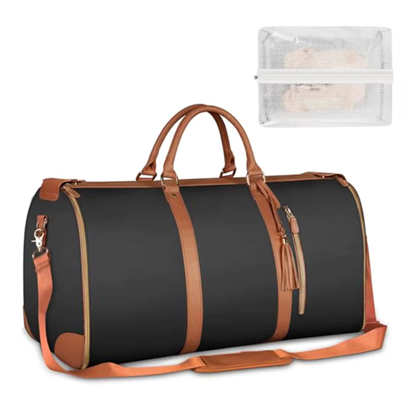Foldable PU Leather Duffel Bag | Women's Carry-On for Travel & Business