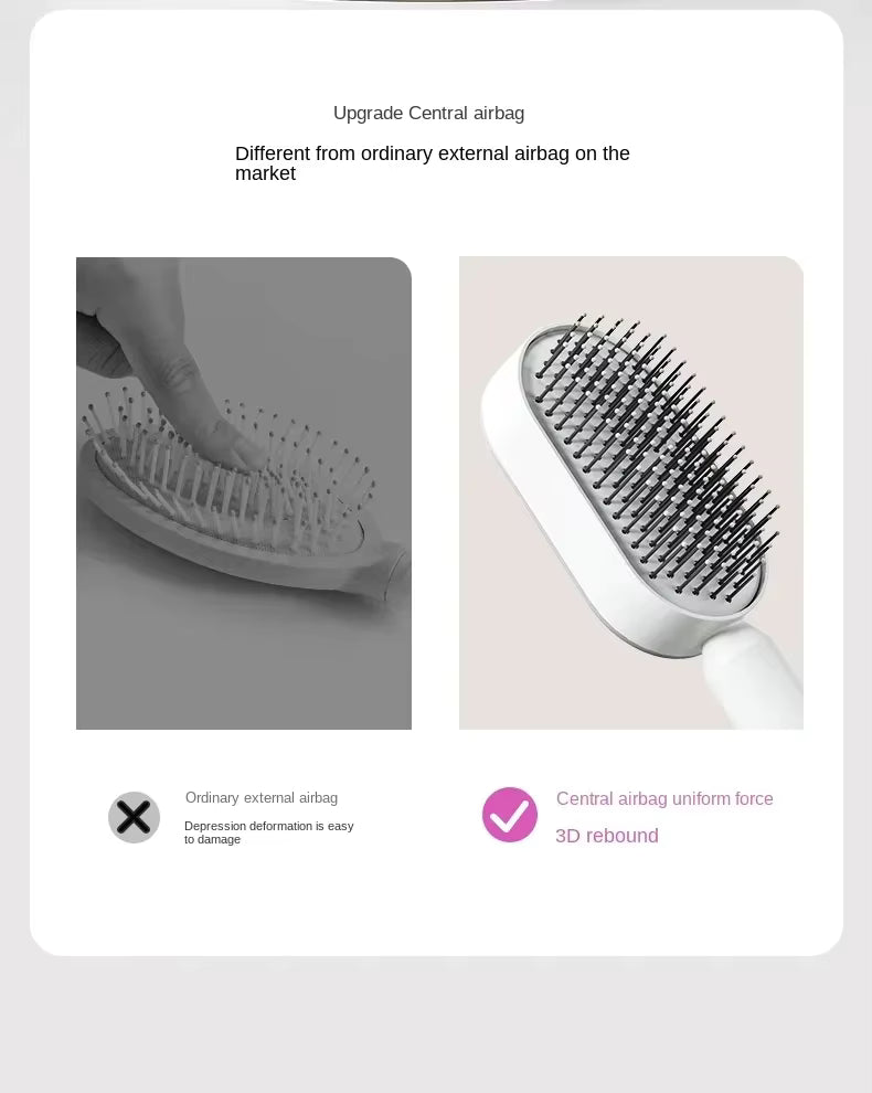 Self-Cleaning Hair Brush for Women: One-Key Hair Release, Anti-Static Airbag Massage Comb