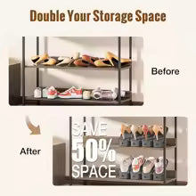 12Pcs Adjustable Shoe Organizer Shoe Support Rack, Space Saving Shoe-Shelf
