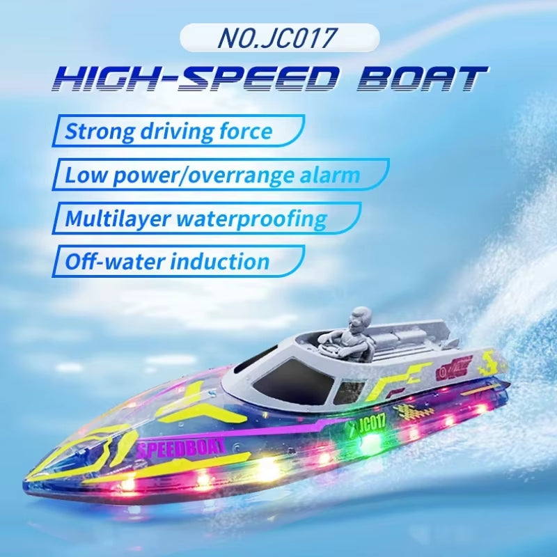 2.4G Remote Control Boat Children Toy Electric Stunt Speedboat with Lights High Speed RC Race Boat Yacht Electric Ship Water Toy