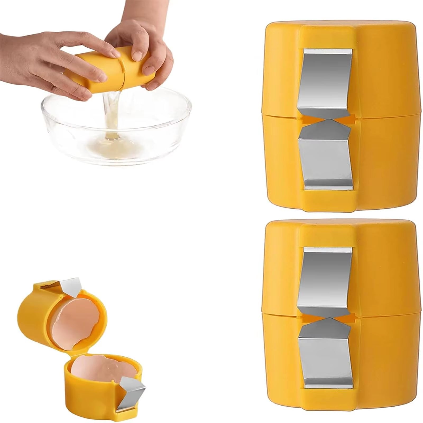 1/2Pcs Egg Shell Cutter Separator Portable Egg Opener Kitchen Gadget Egg Cracker with Egg White Separator for Baking and Cooking