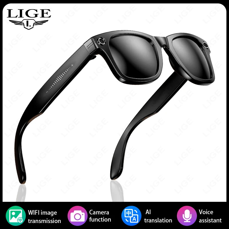 AI Smart Glasses with 800W HD Video Sport Sunglasses Bluetooth Call Voice Assistant Music Player Smart Glasse for Men Women
