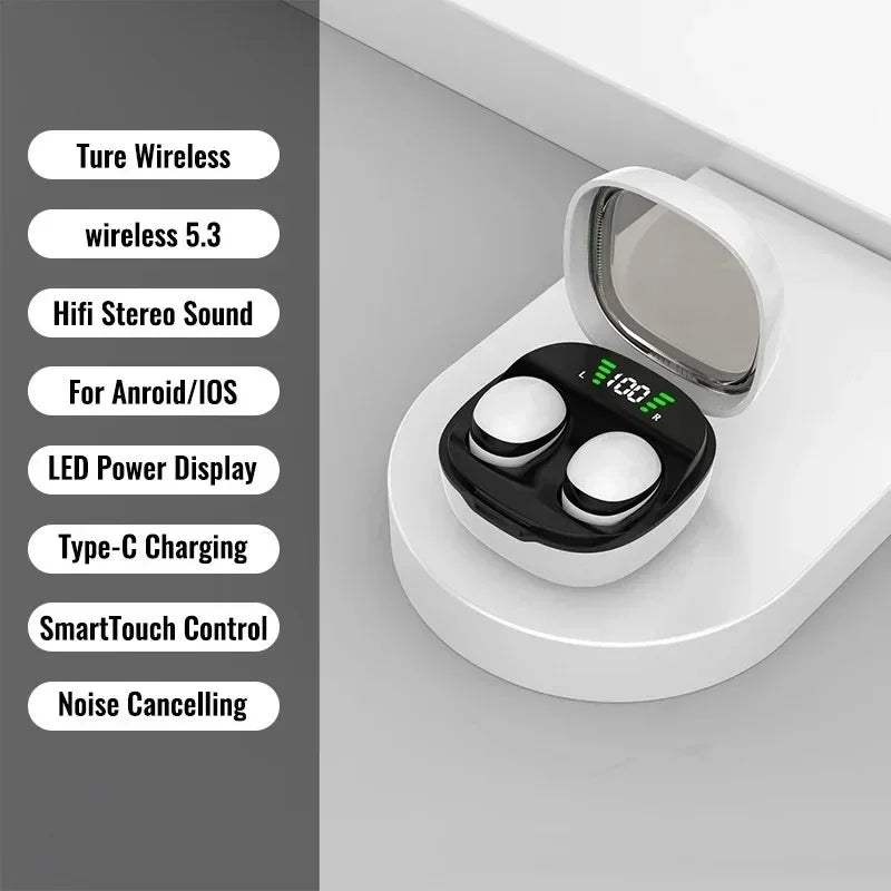 Mini 5.3 Wireless Bluetooth Headset Small Earbuds Sleep Work Sports Invisible Headphones HD HIFI Bass Sound Quality Earphones