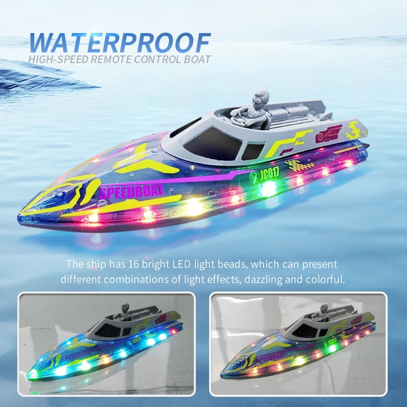 2.4G Remote Control Boat Children Toy Electric Stunt Speedboat with Lights High Speed RC Race Boat Yacht Electric Ship Water Toy