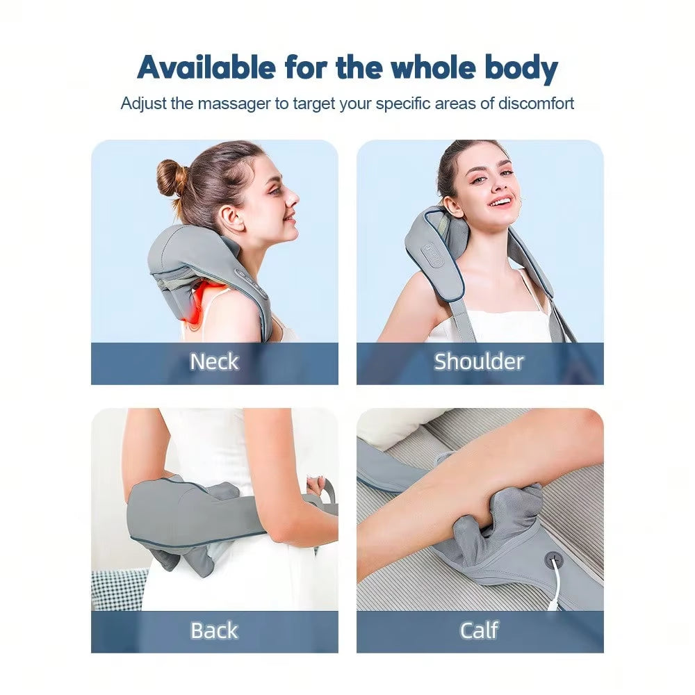 Electric Neck Massager, 3D Deep Tissue Kneading Massage Pillow for Neck, Shoulder, Waist, Legs, Ideal for Home, Office