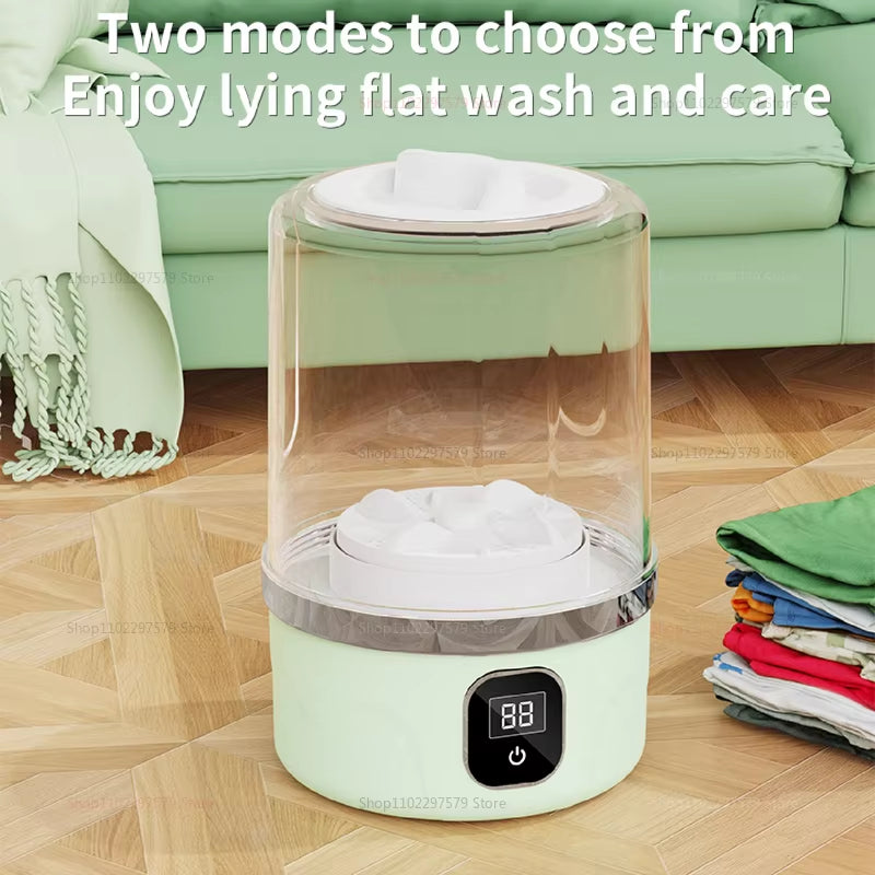 Portable Mini Washing Machine Compact Laundry Washer for Dorms Travel Camping Hotel Apartment Easy Clothes Cleaning with Handle