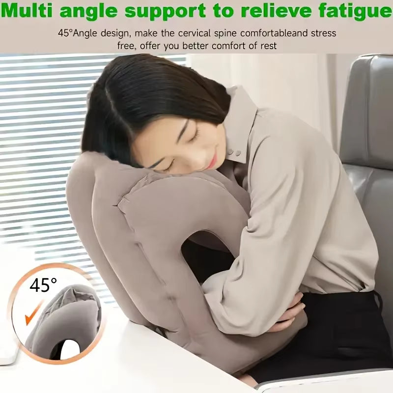 1Pc Compact Inflatable Neck Pillow, with Ergonomic Head Support and a Quick - Inflating Valve, Ideal for Flights, Car Rides