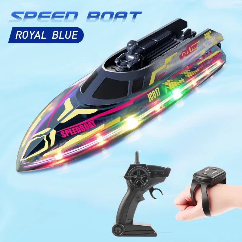2.4G Remote Control Boat Children Toy Electric Stunt Speedboat with Lights High Speed RC Race Boat Yacht Electric Ship Water Toy
