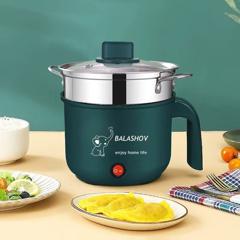 Portable Multi-Functional Small Cooking Pan Mini Electric Pot Steamer Frying Non-Stick Coating for Household